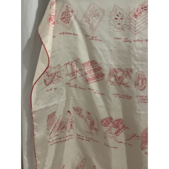 Vintage International Silk Association Made In Japan Silk Handkerchief Red White - Picture 6 of 9